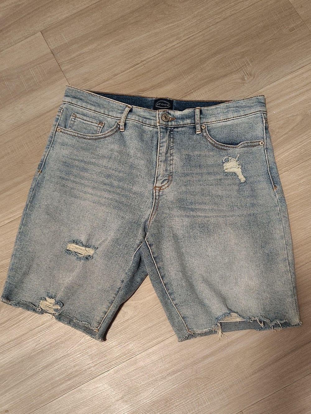 Light Wash Distressed Denim Jean Shorts